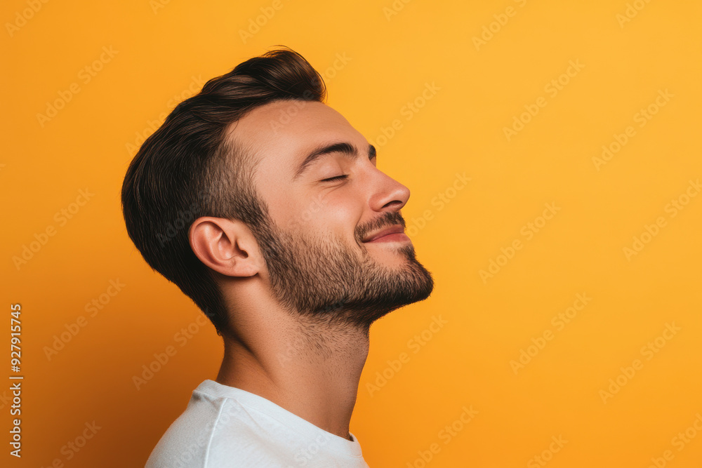 A close up of a man's face with her eyes closed A close up of a man's face with her eyes closed