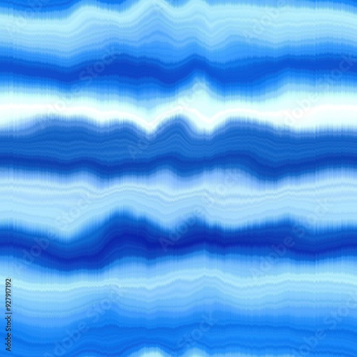 Modern summer striped blur wash seamless pattern background for trendy beach wear and coastal living designs. Repeatable alcohol ink bleed effect in blue white indigo colors