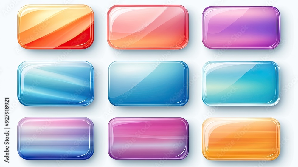 A collection of vibrant glossy buttons in various colors, perfect for web design and user interface projects. A collection of vibrant glossy buttons in various colors, perfect for web design and user interface projects.
