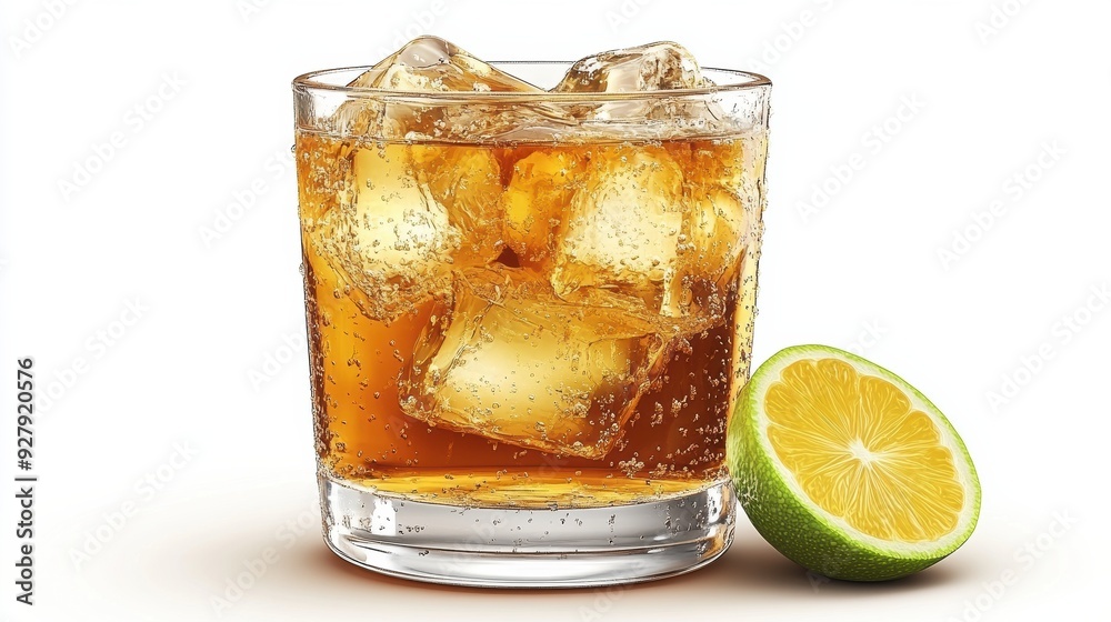 Refreshing Drink with Ice and Lemon Slice Refreshing Drink with Ice and Lemon Slice