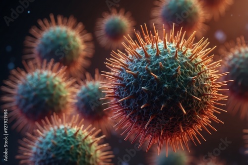 highly detailed virus particle illustration 