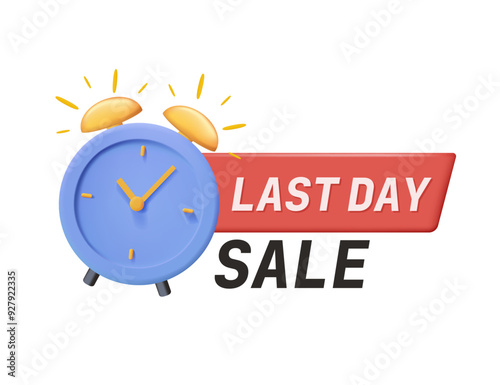 Sale countdown badge in 3D style. Last day offer banner, one day sales and 24 hour sale promo stickers. business limited