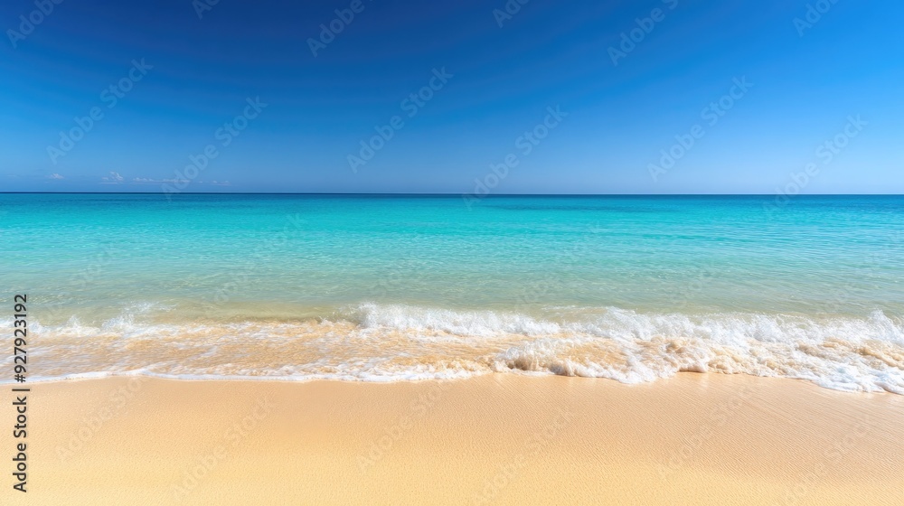 Tranquil Beach Scene with Azure Water and Golden Sand Tranquil Beach Scene with Azure Water and Golden Sand