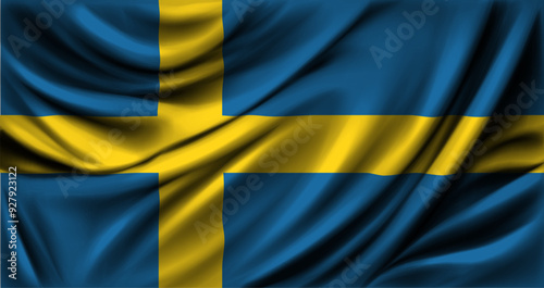 Sweden flag waving. Vector illustration.