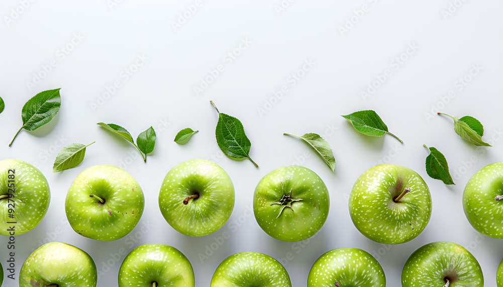 Fototapeta premium Ripe green apples isolated on white