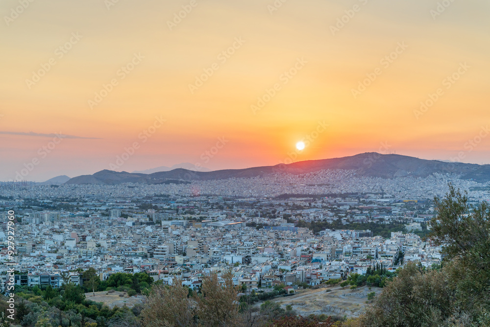 Fototapeta premium Sunset over Athens, Greece