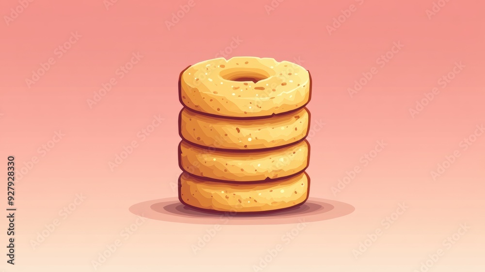 Stack of Four Delicious Donuts on Pink Background Stack of Four Delicious Donuts on Pink Background