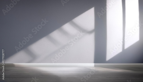 White blank wall interior background, with shadow from window. Background concept studio and backdrops show products.