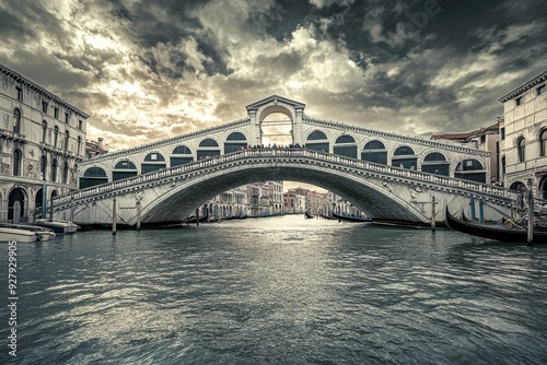 Rialto bridge panoramic view  iconic landmark photography of grand canal in venice