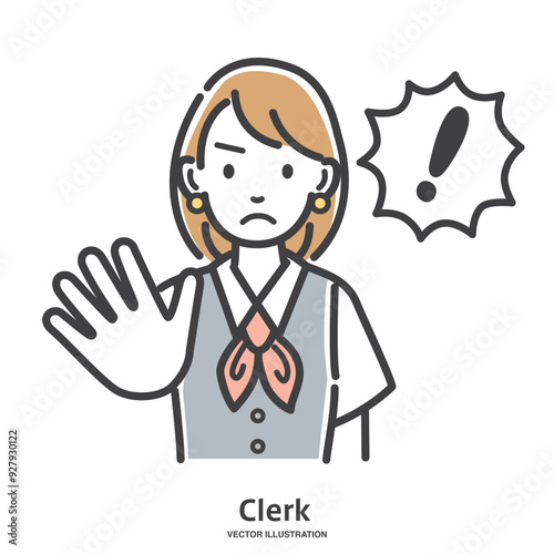 注意している女性事務員