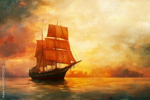 Ship painting  artistic capture of a sailboat in photography showcasing the vessel s beauty