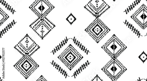 Geometric ikat style block print Pattern. Perfect for fabrics and decoration.