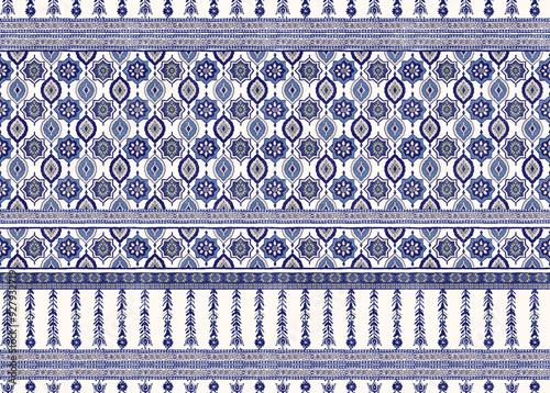 Elegant ethnic border pattern with floral boho elements .