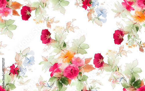 watercolor floral pattern; perfect pattern for textiles and decoration
