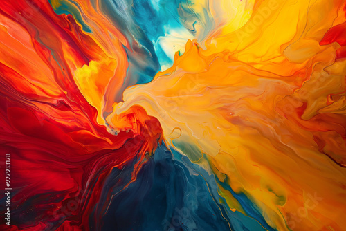 Abstract painting background featuring dynamic energy patterns and vibrant colors.