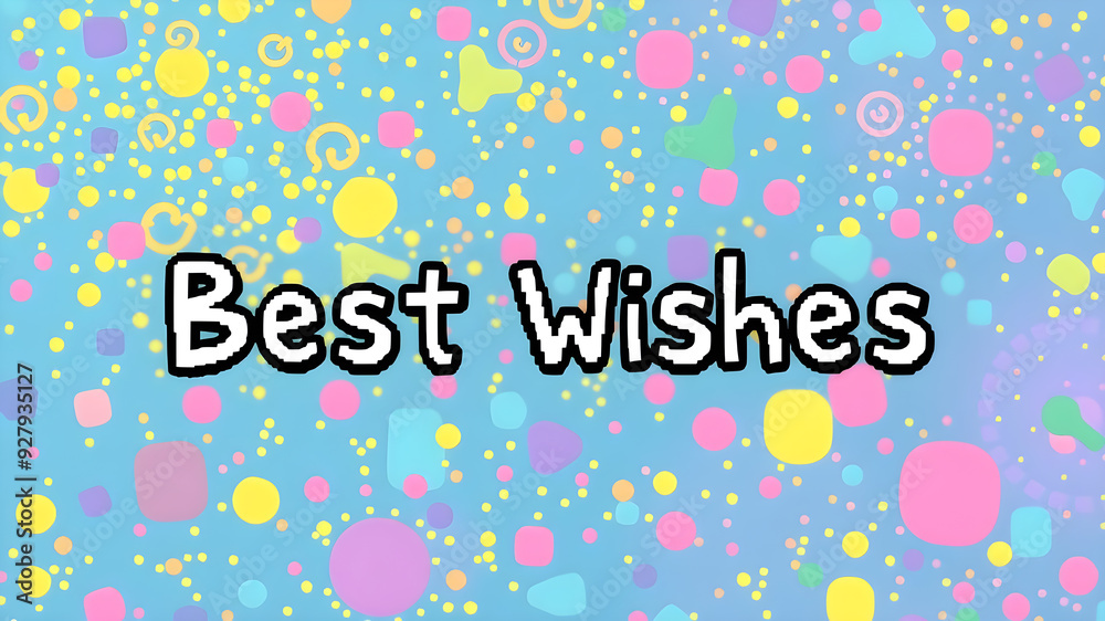“Best Wishes” text in a playful hand-drawn font over a colorful abstract background. Generative AI “Best Wishes” text in a playful hand-drawn font over a colorful abstract background. Generative AI