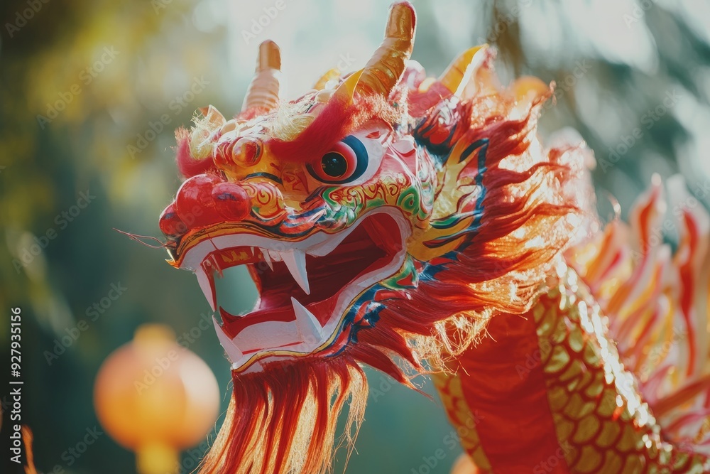 Chinese new year festival capturing the chinese dragon in the dragon dance performance Chinese new year festival capturing the chinese dragon in the dragon dance performance