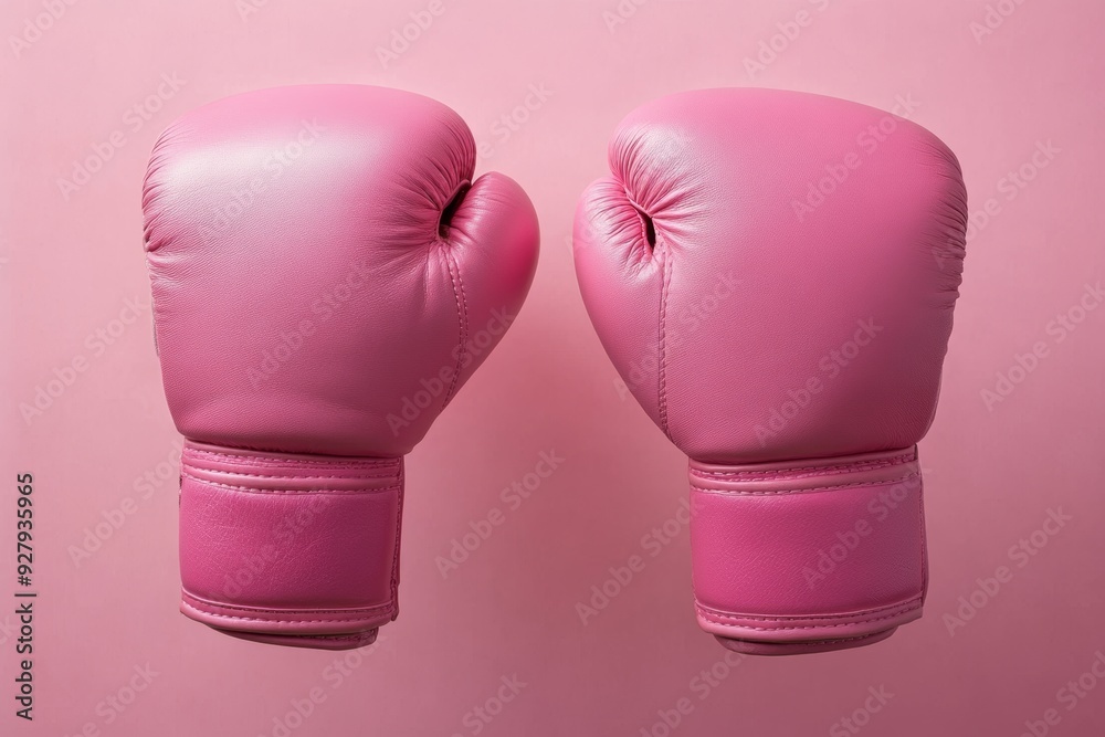 Pink female boxing gloves for gym training and women s fitness power concept on clean background Pink female boxing gloves for gym training and women s fitness power concept on clean background
