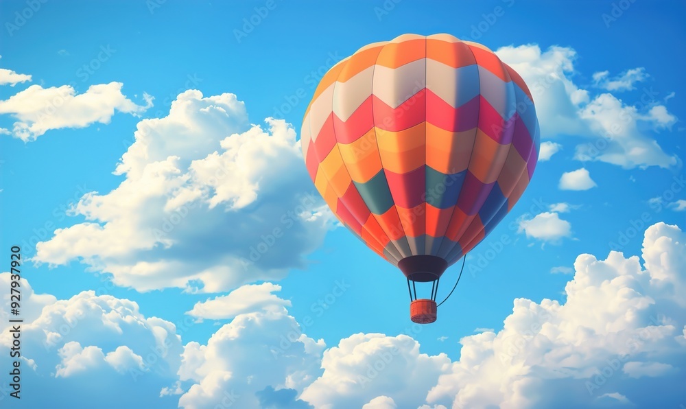Obraz premium Hot air balloon soar high in the clear sky showing the beauty of nature Generate AI