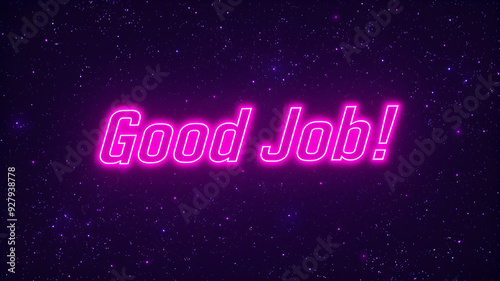 “Good Job!” text in a big, bold font over a starry night background. Generative AI