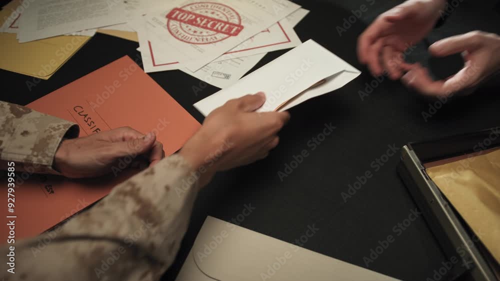 Military Hand Exchanges Wad Of Bribery Money In Exchange For Fake Documents