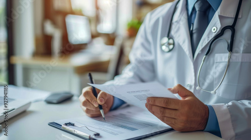 Doctor Writing Notes on Clipboard