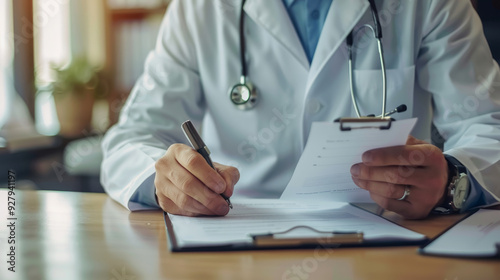 Doctor Writing Notes on Clipboard