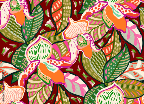 Summer floral pattern looking like unfinished watercolors, perfect for textiles and decoration-
