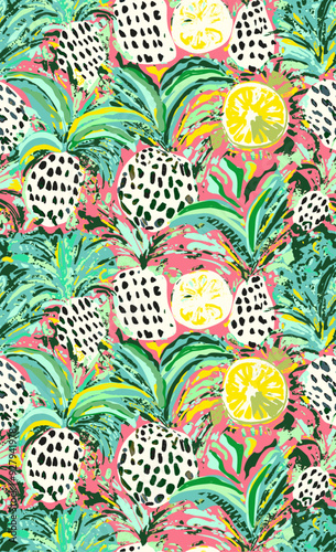 Summer floral pattern looking like unfinished watercolors, perfect for textiles and decoration.
