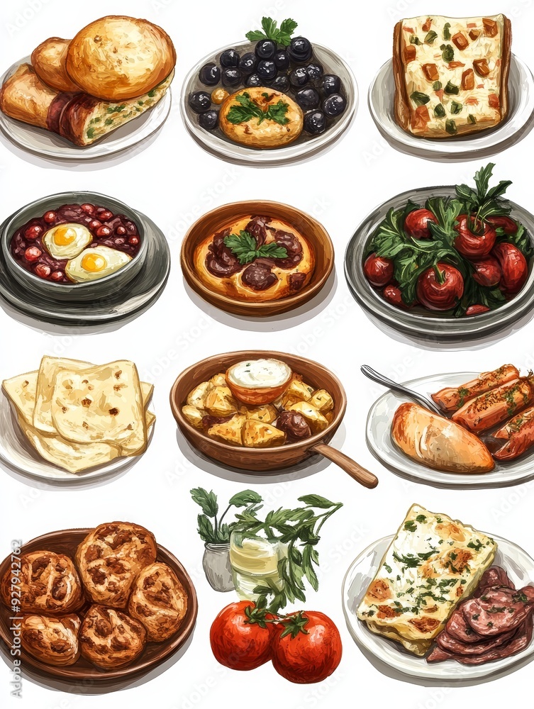Assortment of Appetizers and Meals Assortment of Appetizers and Meals