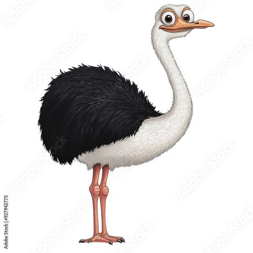 PNG Cartoon ostrich standing with a playful expression photo