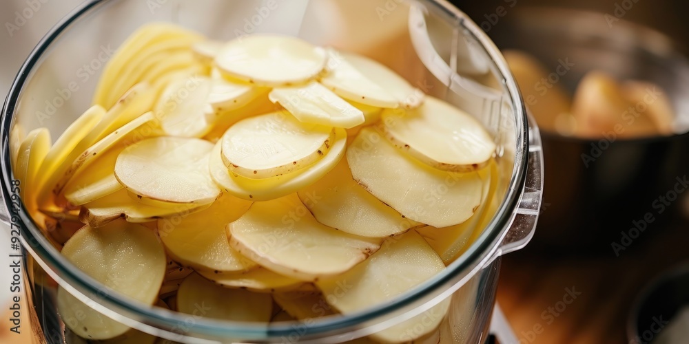 Thinly Sliced Potatoes Prepared Using a Food Processor