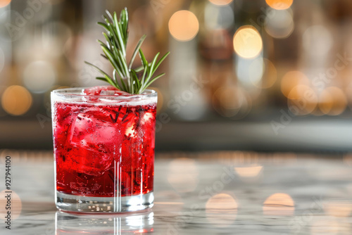 Wallpaper Mural Refreshing Cranberry Cocktail with Ice and Rosemary Garnish Torontodigital.ca
