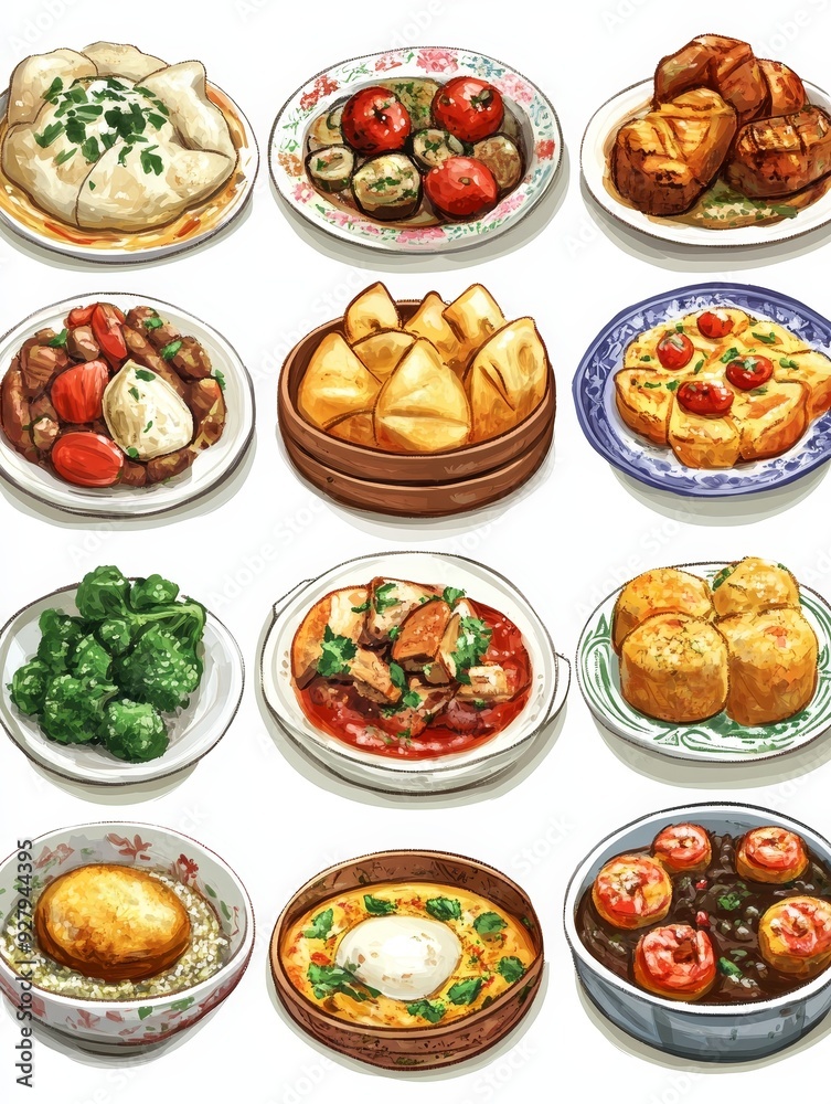 A Colorful Selection of Dishes from Around the World A Colorful Selection of Dishes from Around the World