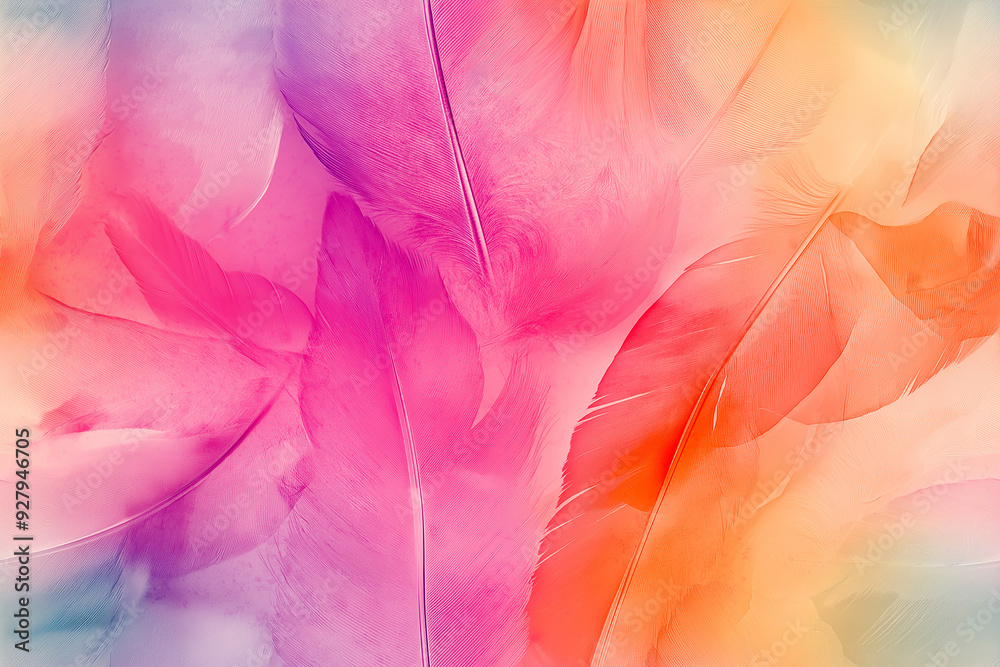 Soft pastel feathers in pink, orange, and purple tones create a gentle, airy pattern with a delicate texture. Ideal for light, dreamy designs. Soft pastel feathers in pink, orange, and purple tones create a gentle, airy pattern with a delicate texture. Ideal for light, dreamy designs.