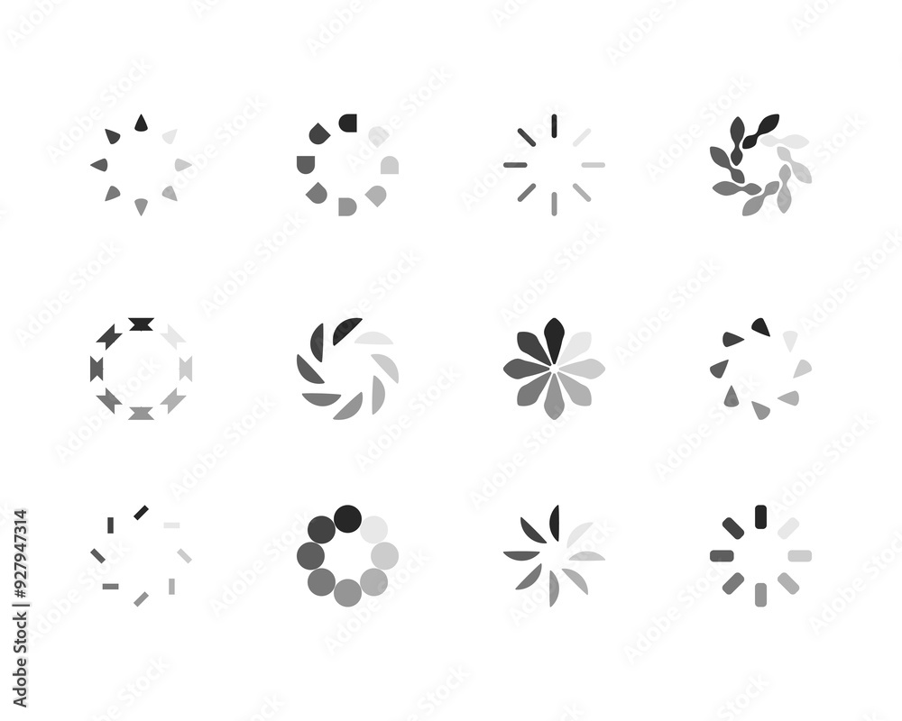 Collection Loading bar status icon. Vector illustration. Set of vector loaded icons. Download progress. Donload or Upload. Collection Loading bar status icon. Vector illustration. Set of vector loaded icons. Download progress. Donload or Upload.