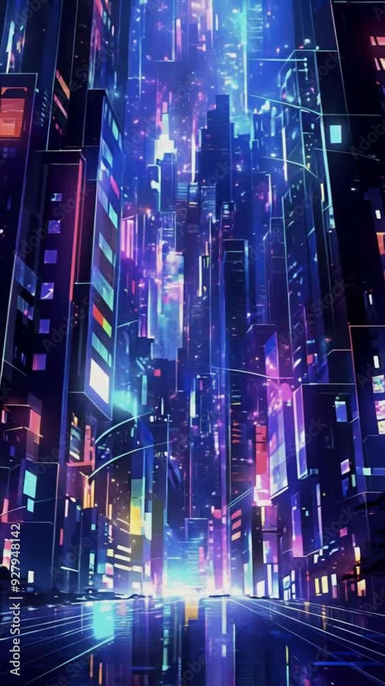 Abstract night city background in cyberpunk style