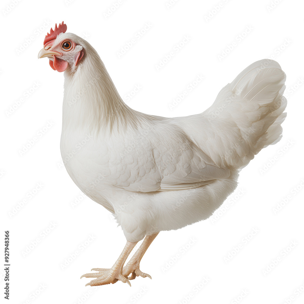 Fototapeta premium PNG White chicken standing on a plain background