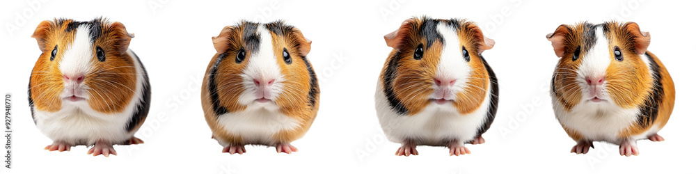 set of A Nutbrown and simple lack white guinea pig isolated on a transparent background set of A Nutbrown and simple lack white guinea pig isolated on a transparent background