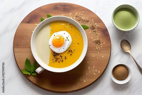 Bowl of Warm Soup for a Comforting Breakfast Meal photo