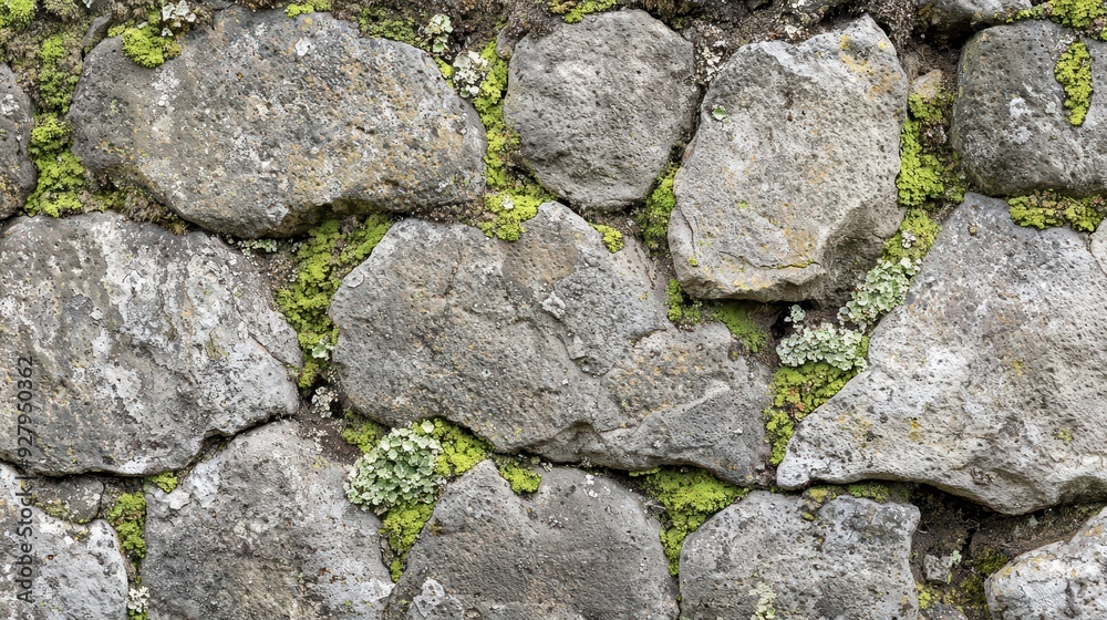 Fototapeta premium Stone Wall with Green Moss.