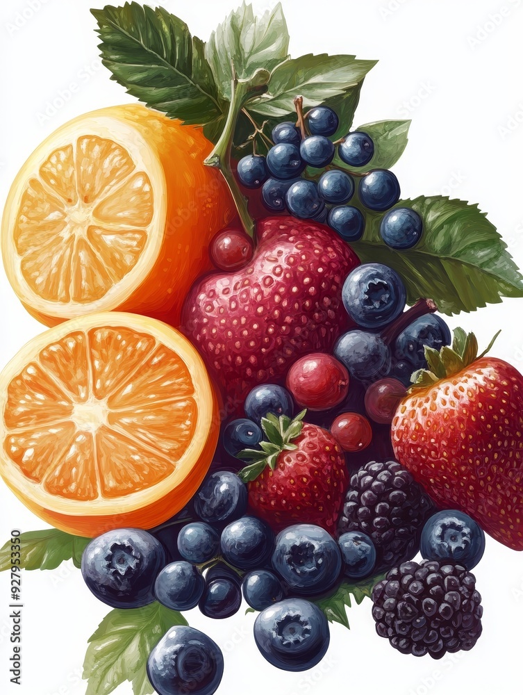 Colorful Fruit and Berries Composition Colorful Fruit and Berries Composition