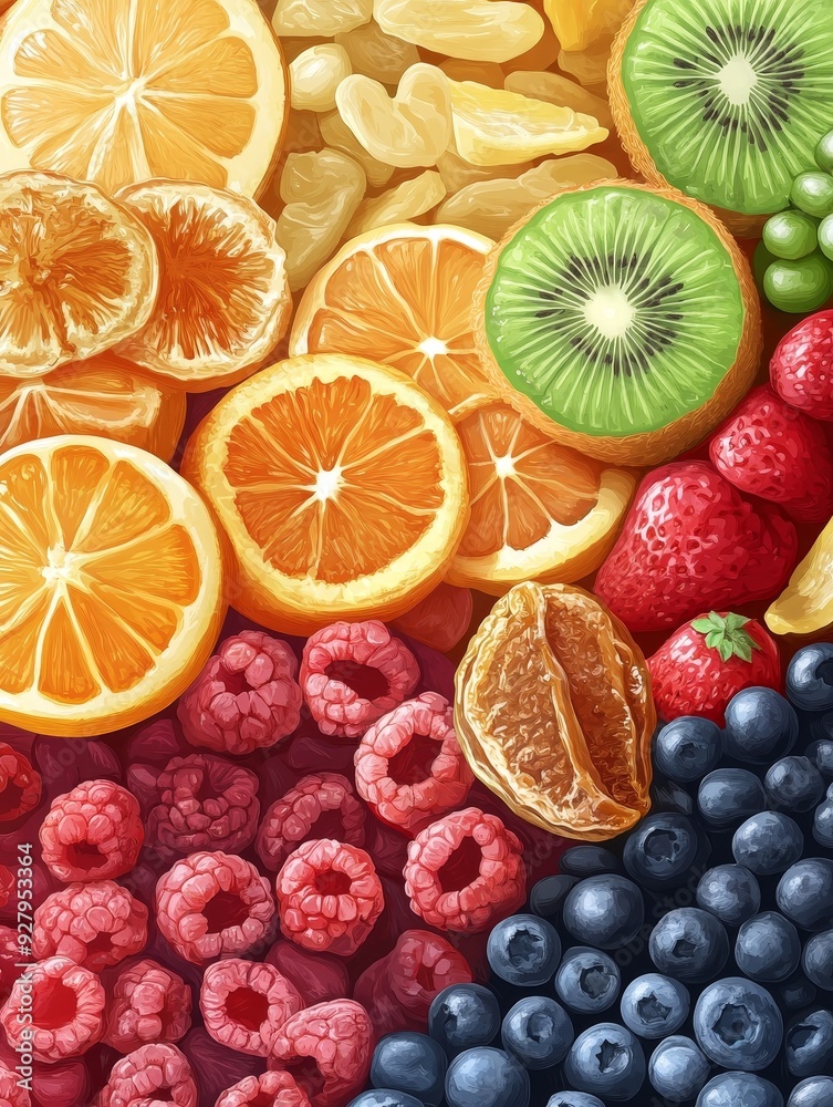 Colorful Fruit and Berries Arrangement Colorful Fruit and Berries Arrangement