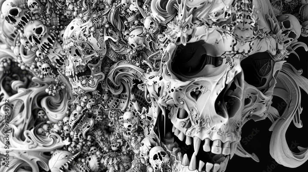 Art of Zombie in Black and White Skull Concept Art of Zombie in Black and White Skull Concept