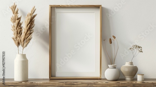 Horizontal Frame with Copy Space. Modern Wooden Blank Space for Text. Decorative Idea
