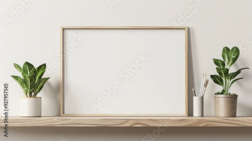 Horizontal Frame with Copy Space. Modern Wooden Blank Space for Text. Decorative Idea