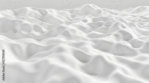 Abstract White Background, Smooth Wavy Surface, 3D Render Illustration of Minimalistic Design