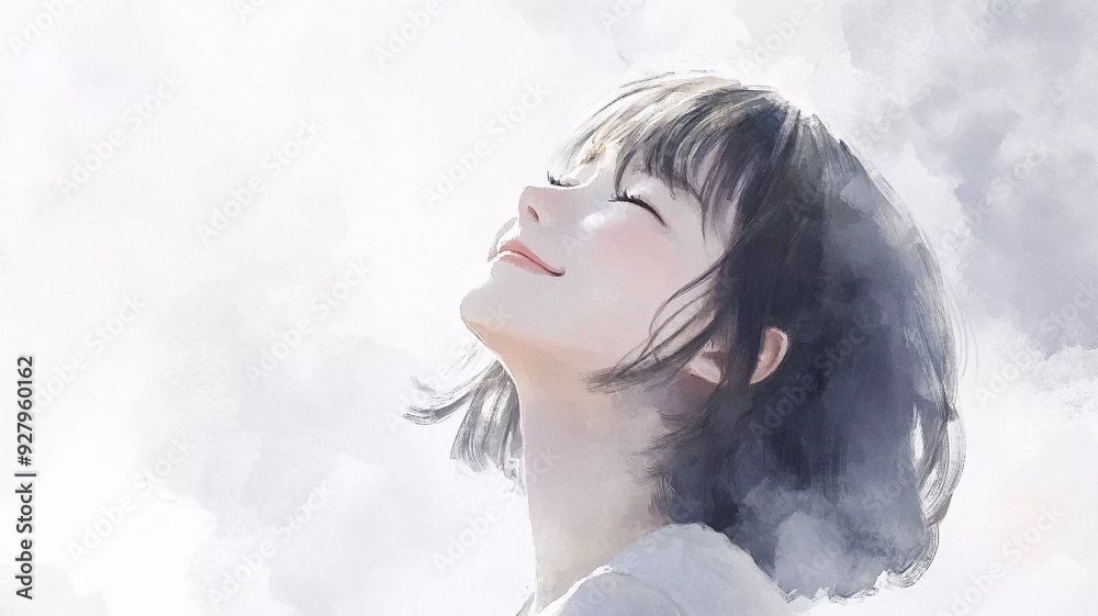 A beautiful illustration of a happy girl smiling under a bright, sunny sky. Perfect for themes of joy, positivity, and happiness. A beautiful illustration of a happy girl smiling under a bright, sunny sky. Perfect for themes of joy, positivity, and happiness.