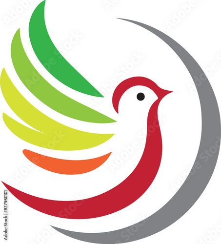 Bird  silhouette color  illustration 03