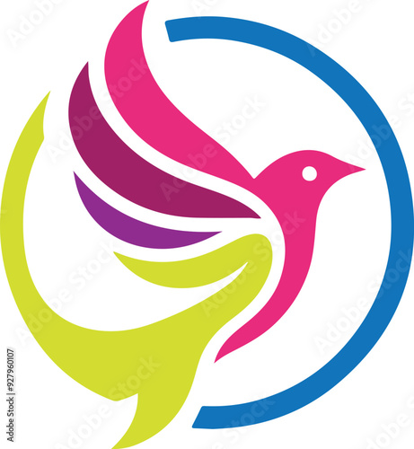 Bird  silhouette color  illustration 02